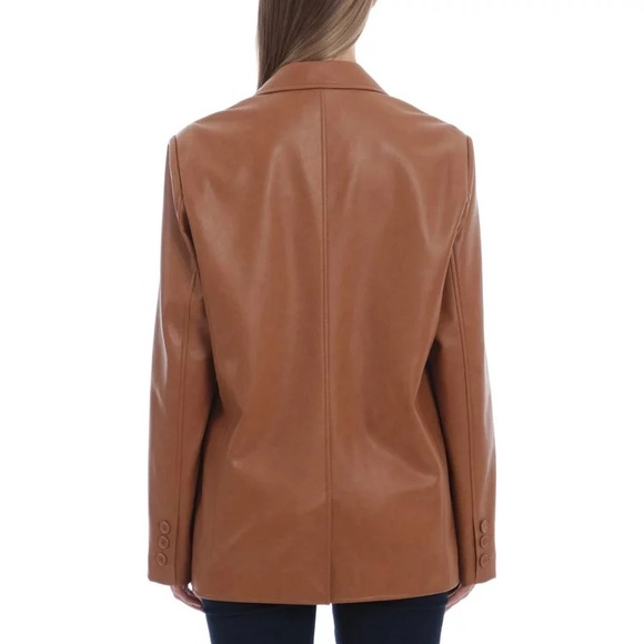 Avec Les Filles Women's Vegan Leather Blazer in Cognac XXS - Picture 4 of 8